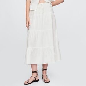 Gap Cotton Gauze Tiered Maxi Skirt in White, Size M